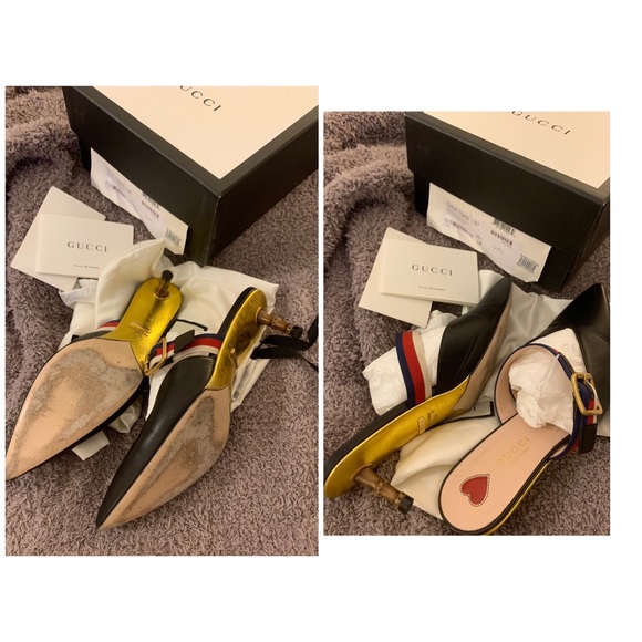 100% authentic $940 GUCCI leather mules Size 5.5 - Picture 7 of 14